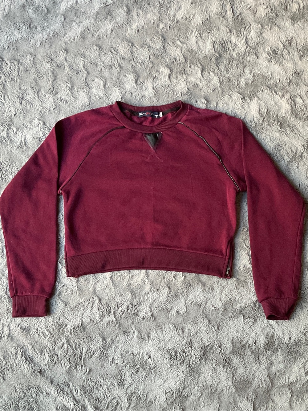 Pierre Cardin Burgundy Cropped Crewneck Sweatshirt